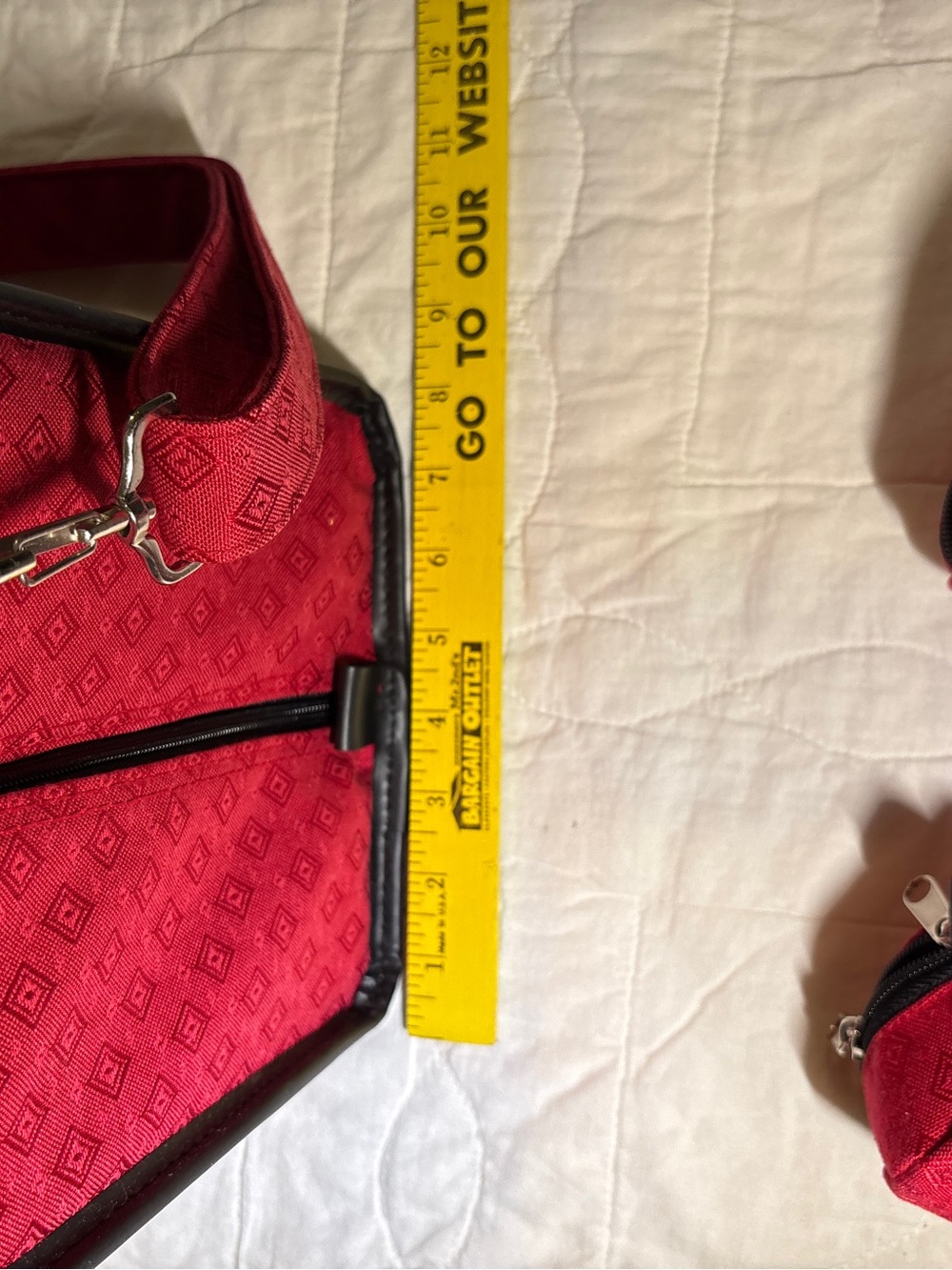 Joy Mangano Red Travel Tote with Black Trim with 2 toiletries bags. - Picture 10 of 10
